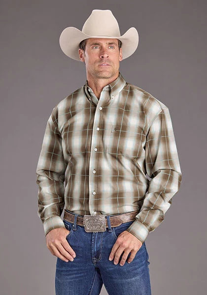 Chemise western pour homme Stetson 2399 Sandy Ombre (Marron)