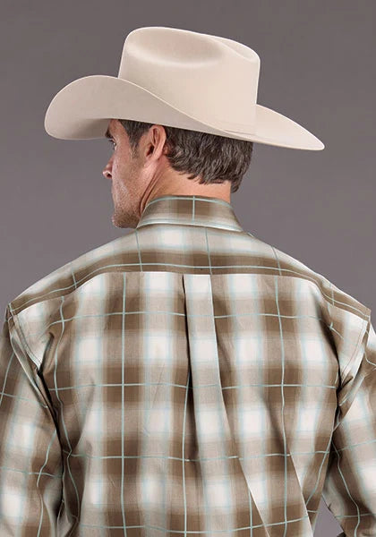 Chemise western pour homme Stetson 2399 Sandy Ombre (Marron)
