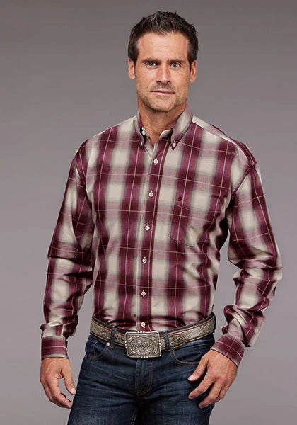 Stetson 2038 Chemise Western Homme Chianti Ombre (Vin)