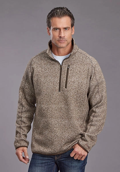 Stetson 2329 Pull 1/4 Zip à Chevrons (Marron) - Homme