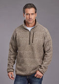 Stetson 2329 Pull 1/4 Zip à Chevrons (Marron) - Homme