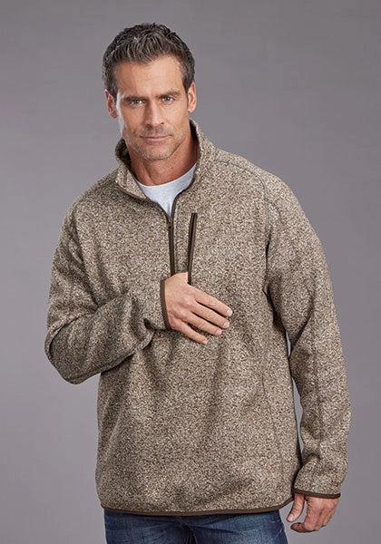 Stetson 2329 Pull 1/4 Zip à Chevrons (Marron) - Homme
