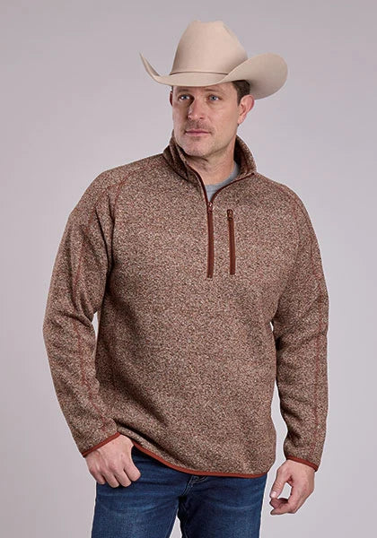 Stetson 2800 Quarter Zip (Rouille) - Pull en maille pour homme