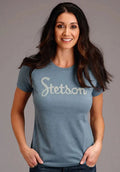 T-shirt à manches courtes Stetson Vintage Script (bleu) pour femme
