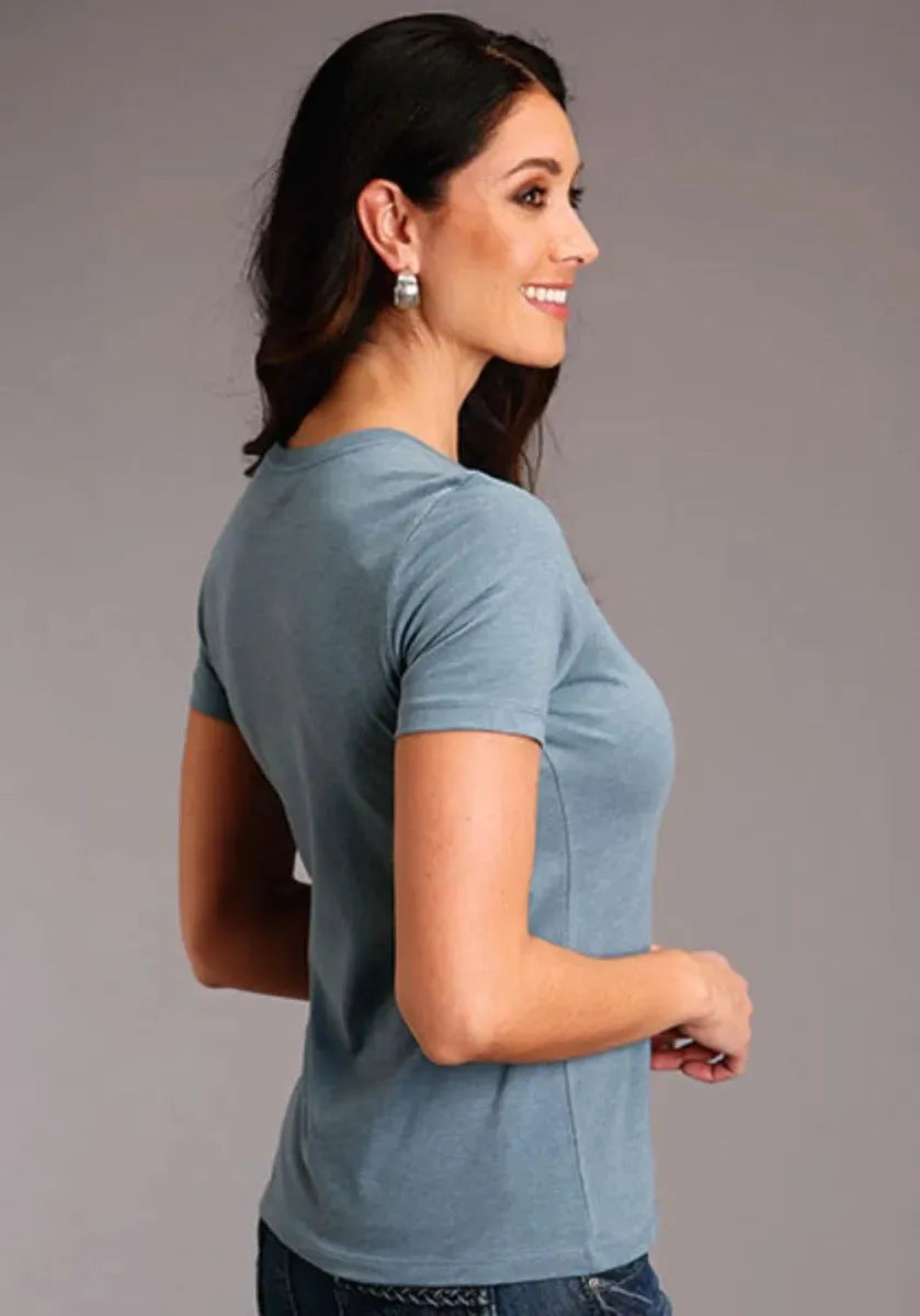 T-shirt à manches courtes Stetson Vintage Script (bleu) pour femme