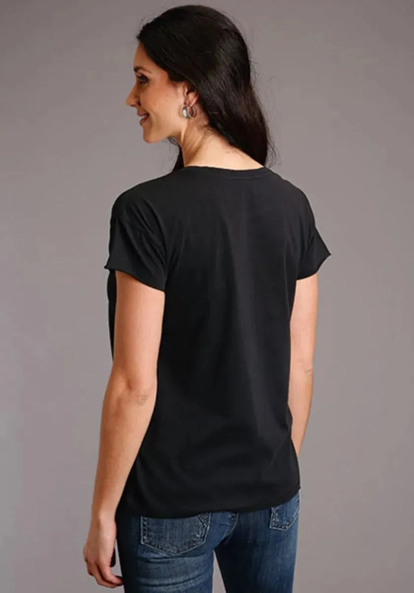 T-Shirt à Manches Courtes Stetson Serape Tête de Mort Longhorn (Gris) pour Femme