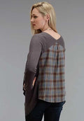Stetson 0758 Twill Plaid (Gris) - Chemise Tricotée Femme