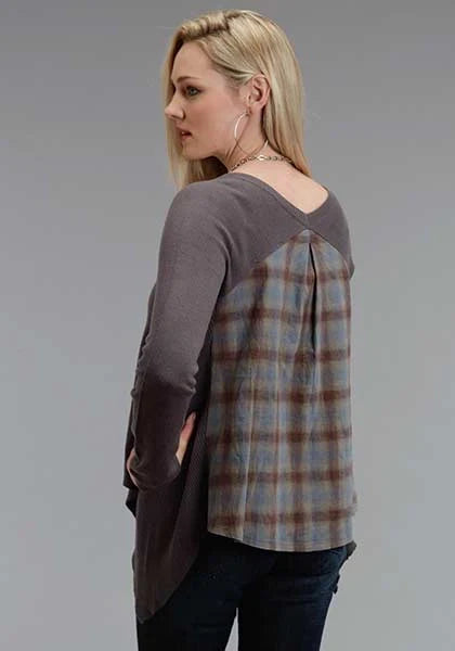 Stetson 0758 Twill Plaid (Gris) - Chemise Tricotée Femme
