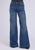 Jean femme Stetson 751 coupe large avec poches passepoilées à l'arrière (denim délavé moyen)
