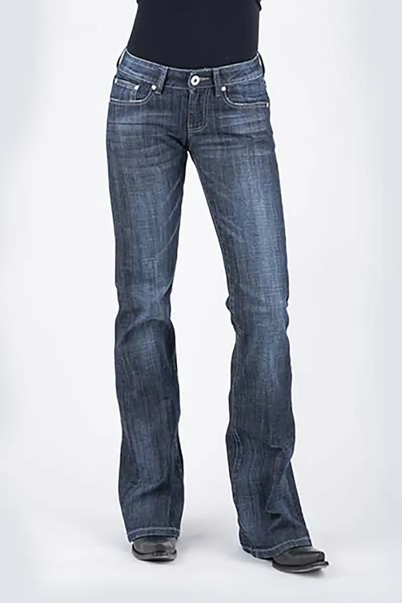 Stetson 816 Classic Boot Cut Zig Zag Pocket (Denim Dark Wash) - Jean pour femme