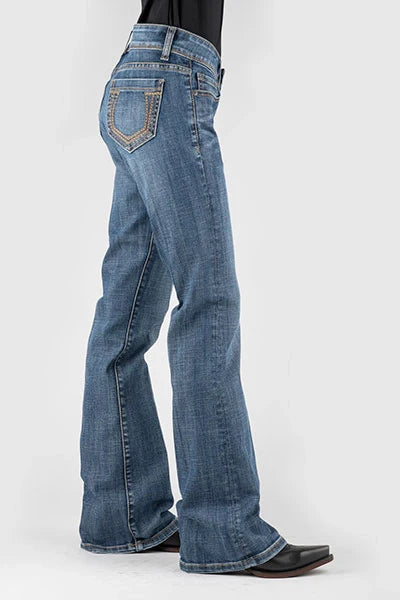 Stetson 816 Jean coupe botte classique extensible avec poches en fer à cheval (Délavage moyen) - Femme