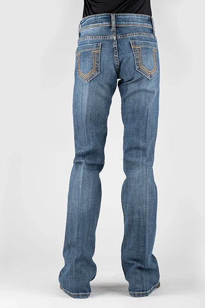 Stetson 816 Jean coupe botte classique extensible avec poches en fer à cheval (Délavage moyen) - Femme