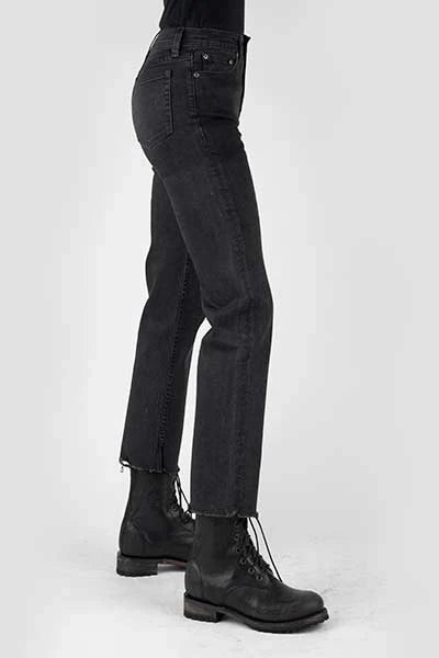 Jean droit court taille haute Stetson 915 (Noir) - Femme