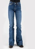Jean Femme Stetson 921 Taille Haute Coupe Évasée Poche Navy (Délavé Foncé)