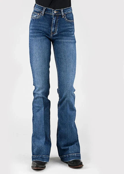 Jean Femme Stetson 921 Taille Haute Coupe Évasée Poche Navy (Délavé Foncé)