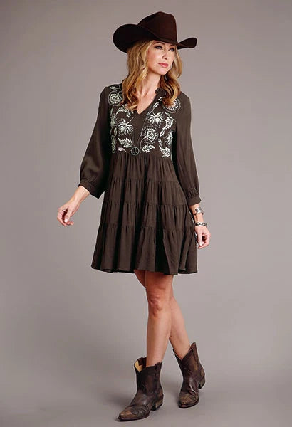 Robe femme Stetson 1911 en sergé brodé (marron)