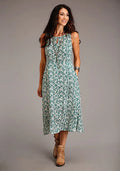 Robe longue sans manches à motif floral Stetson (Jade) pour femme