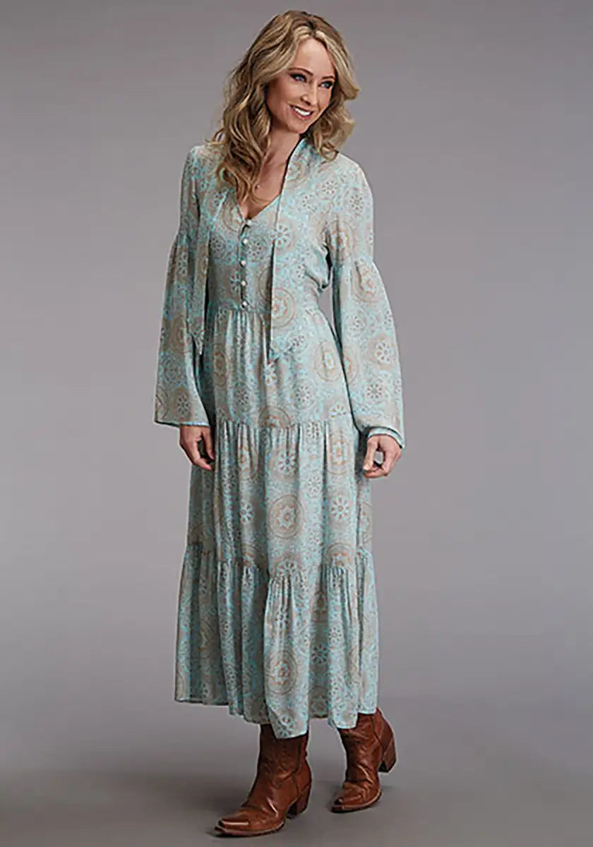 Robe longue à imprimé mandala Stetson Aqua pour femme