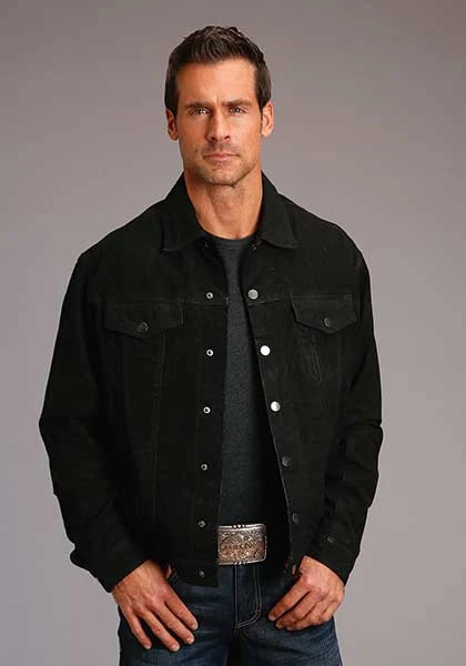 Blouson en cuir Stetson Novelty vieilli uni (noir) pour homme