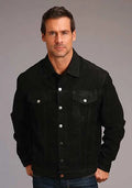 Blouson en cuir Stetson Novelty vieilli uni (noir) pour homme