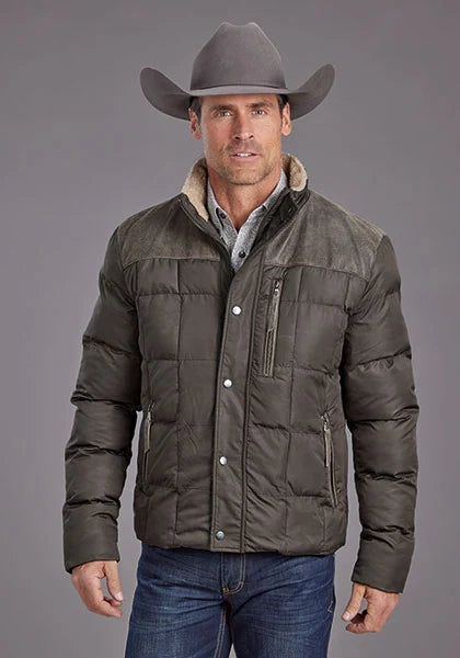Veste en nylon matelassée unie Stetson Novelty (Gris) pour homme