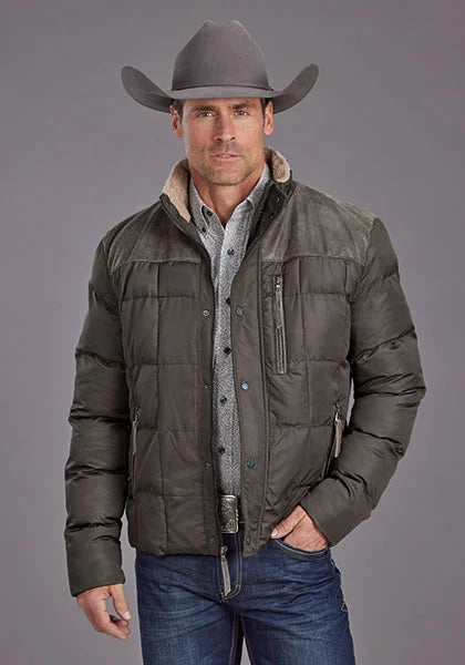 Veste en nylon matelassée unie Stetson Novelty (Gris) pour homme