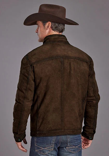 Blouson en cuir pour homme Stetson Novelty Solid Smoother Brunt (marron)
