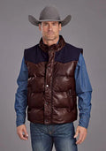 Gilet en Cuir Matelassé Stetson Smoothed Brunish (Marron) pour Homme