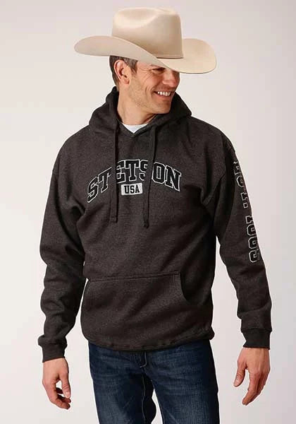 Stetson Heather Logo "EST. 1865" (Gris) - Sweat à capuche pour homme