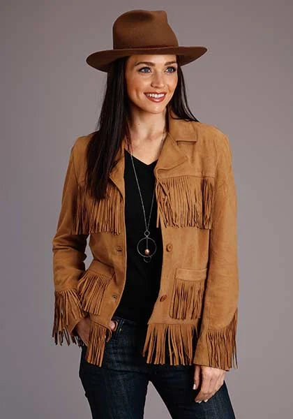 Veste en daim à franges boutonnée Stetson (Havane) - Femme