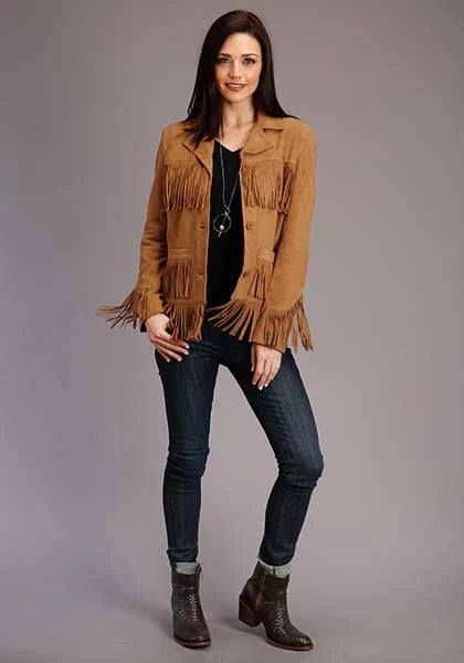 Veste en daim à franges boutonnée Stetson (Havane) - Femme