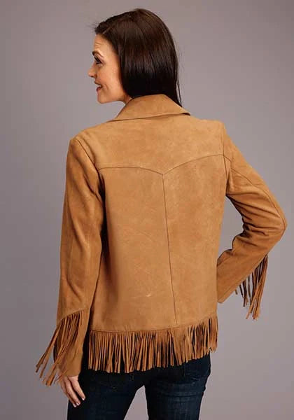 Veste en daim à franges boutonnée Stetson (Havane) - Femme
