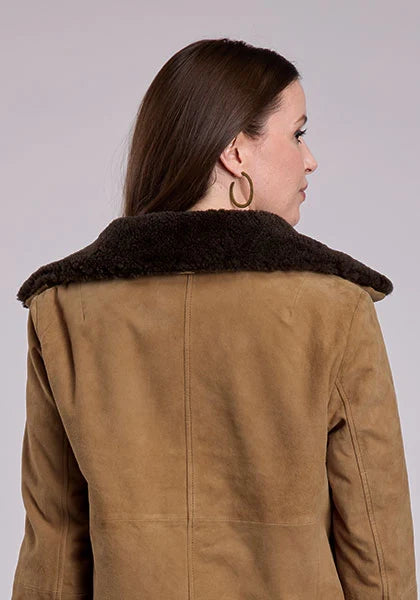 Veste en cuir suédé courte boutonnée Stetson (Chestnut) - Femme