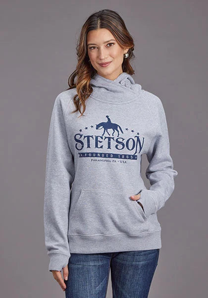 Sweat à capuche pour femme Stetson Rider Logo (Gris)