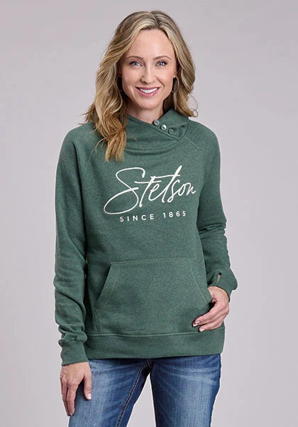 Sweat à Capuche Femme Stetson Script Logo (Vert)