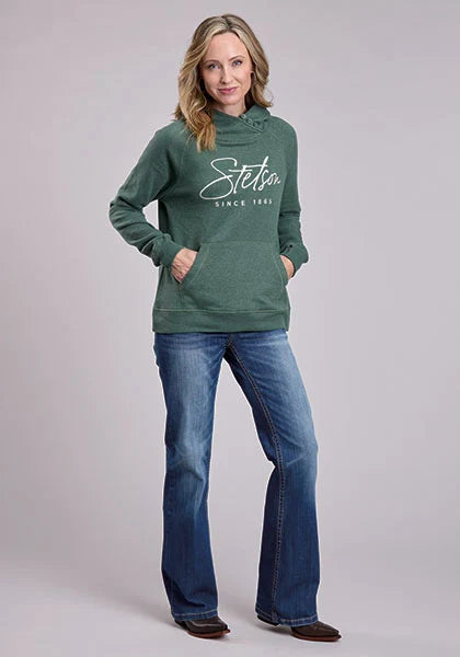 Sweat à Capuche Femme Stetson Script Logo (Vert)