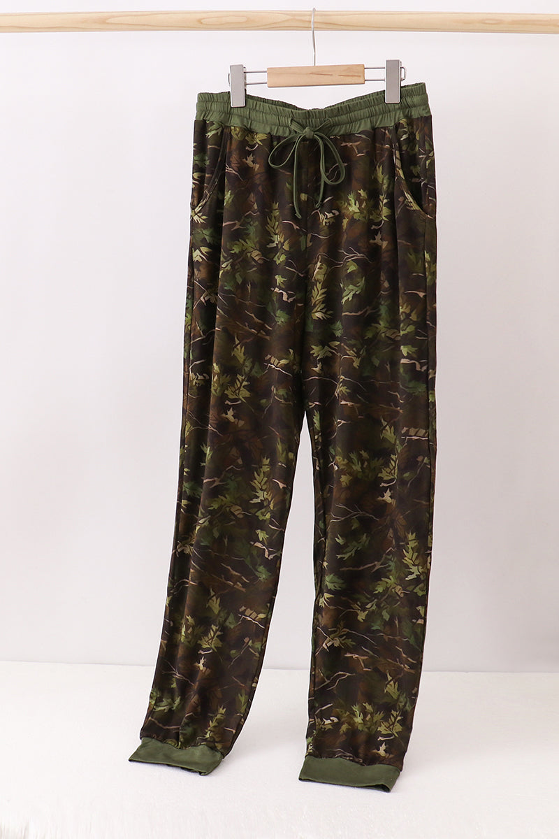 Pantalon papa camouflage feuille de forêt en bambou
