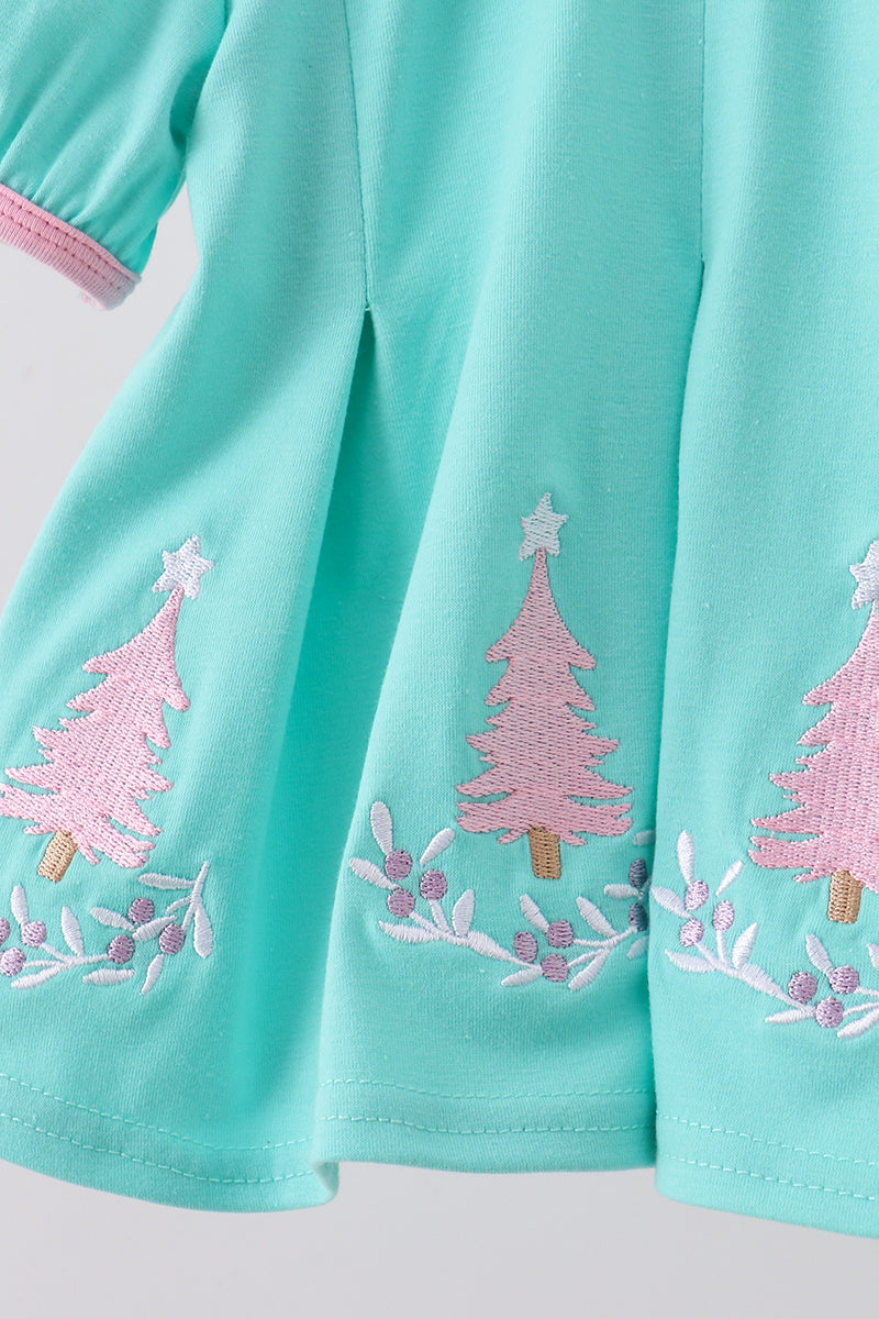 Ensemble culotte bouffante brodée sapin de Noël vert