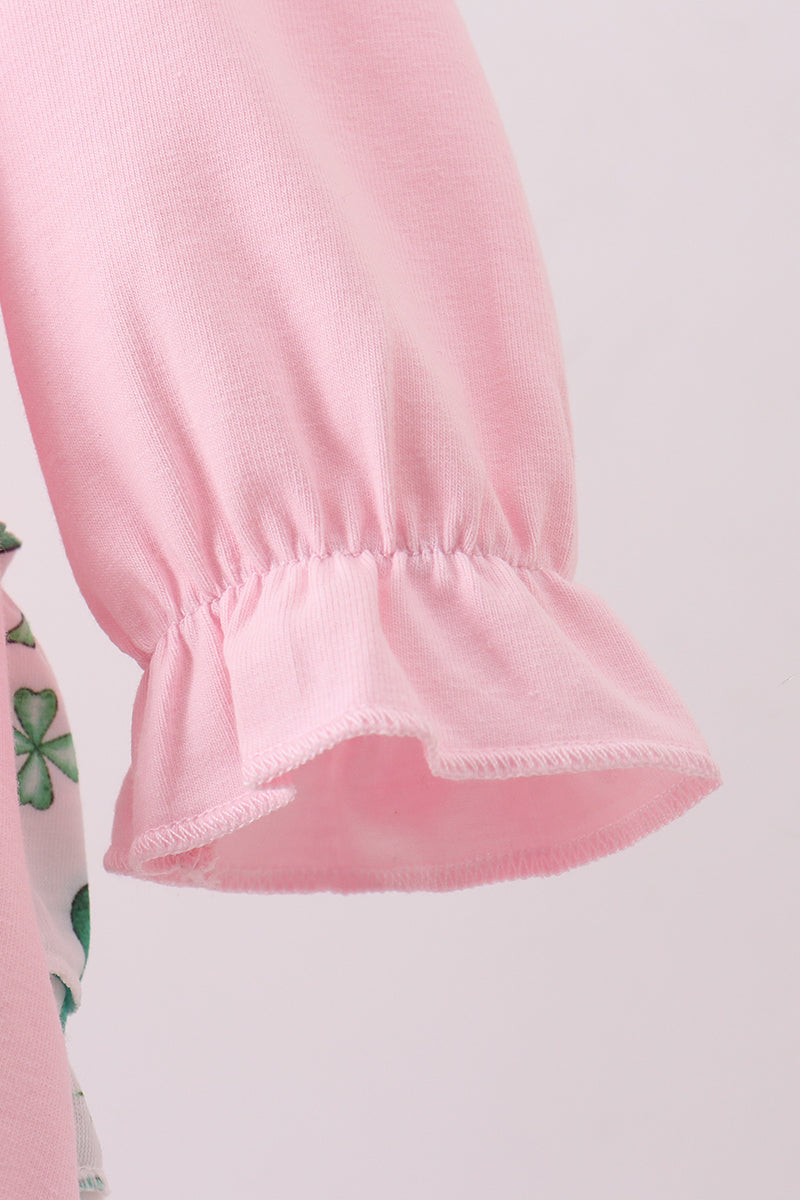 Bulle à volants pailletée trèfle rose