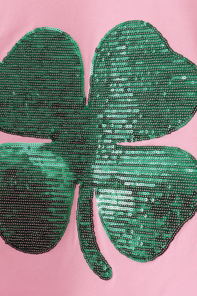 Haut maman et moi trèfle rose à paillettes