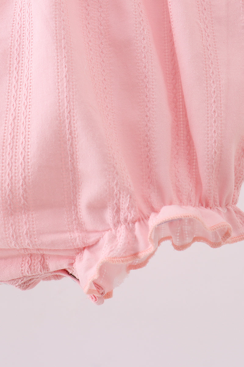 Robe bulle rose en jacquard croix brodé avec volants