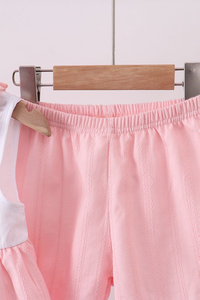 Ensemble short en jacquard à broderie croix rose