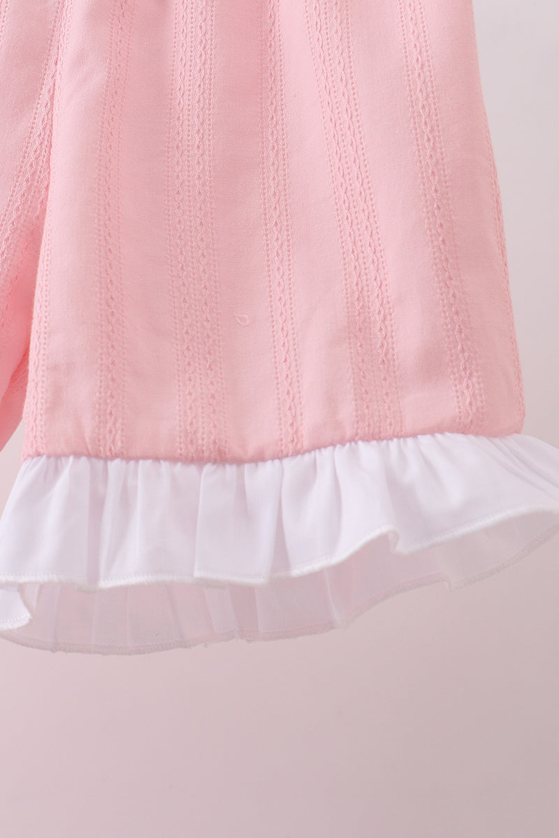 Ensemble short en jacquard à broderie croix rose