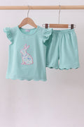 Ensemble short appliqué lapin vert