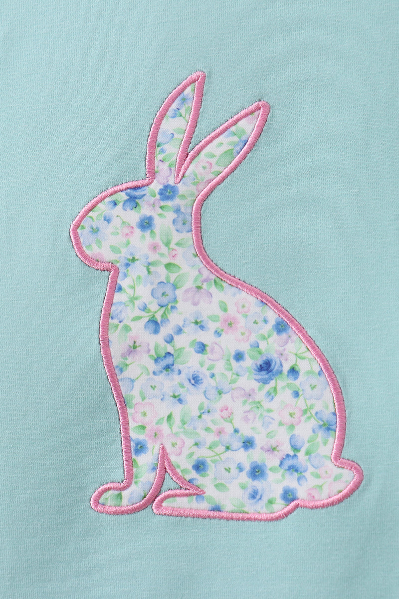 Ensemble short appliqué lapin vert