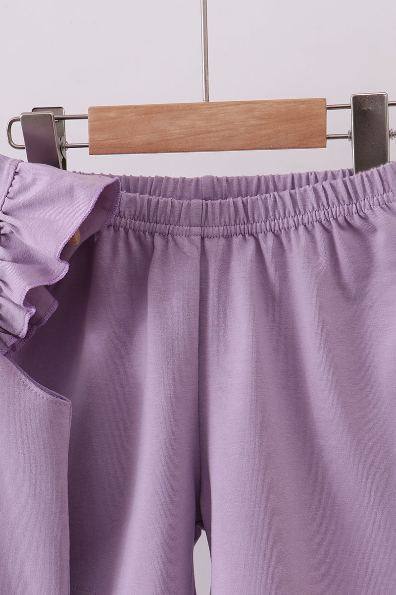 Ensemble short à volants avec applique lapin violet