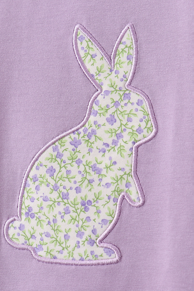 Ensemble short à volants avec applique lapin violet