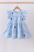 Robe étagée à sequins et croix bleue
