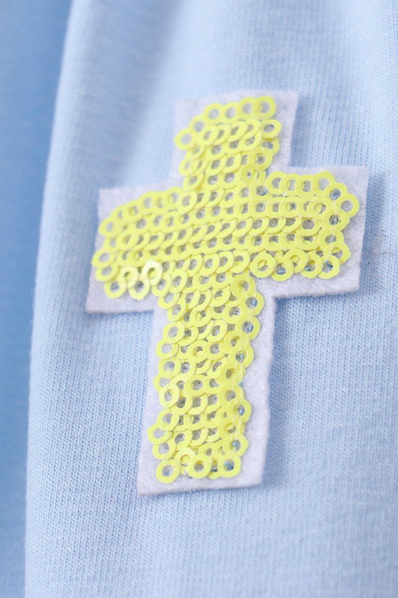 Robe étagée à sequins et croix bleue