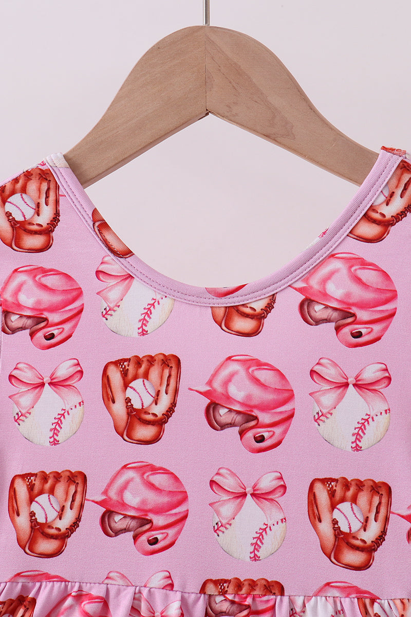 Combinaison de baseball en bambou avec nœud rose